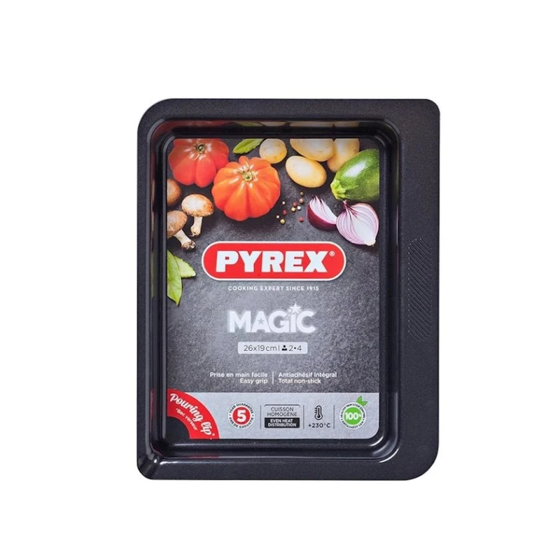Противень Pyrex Magic MG26RR6, 26x19 см, прямоугольник, сталь/антипригарное, черный Противень Pyrex Magic MG26RR6, 26x19 см, прямоугольник, сталь/антипригарное, черный