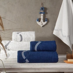 Набор полотенец Tivolyo Home Cross, хлопок, синий, 2 шт, 50x100/75x150 см