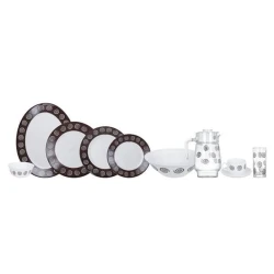 Набор столовой посуды Luminarc Sirocco Brown, 46 шт, 6 персон, коричневый/белый