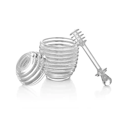 Bal üçün saxlama qabı, qaşıq ilə, akril, şəffaf, 200 ml Bal üçün saxlama qabı, qaşıq ilə, akril, şəffaf, 200 ml