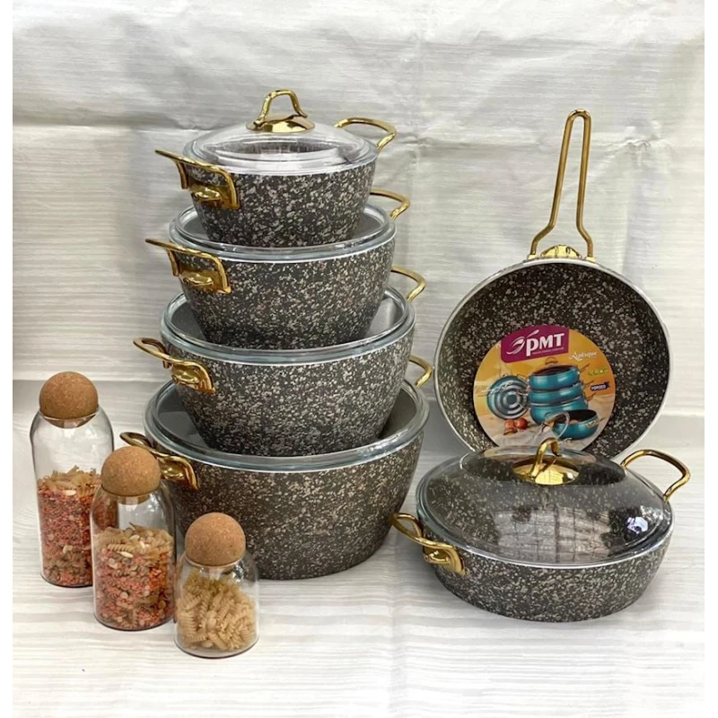 Набор кастрюль и сковородок PMT PP-MM-010, гранит, серый, 11 предметов Набор кастрюль и сковородок PMT PP-MM-010, гранит, серый, 11 предметов