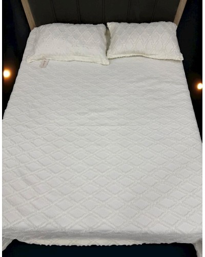 Yastıq üzlüklü dəst Luxe Cotton 000799, ikinəfərlik, örtük 240x260 sm, yastıq üzü 50x70 sm 2 əd, ağ