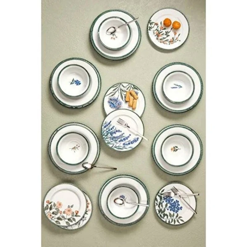 Nahar dəsti Porland Flower Garden 04POR034802, 24 parça, 6 nəfərlik, farfor, rəngbərəng