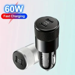 Avtomobil şarj cihazı, ikili çıxış, Quick Charge 3.0 və PD, 60W, USB Type-C + USB-A Avtomobil şarj cihazı, ikili çıxış, Quick Charge 3.0 və PD, 60W, USB Type-C + USB-A