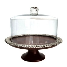Tort qabı Hom-me Lignum, 28x22.5 sm, taxta/şüşə, Qəhvəyi/Şəffaf