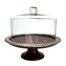 Tort qabı Hom-me Lignum, 28x22.5 sm, taxta/şüşə, Qəhvəyi/Şəffaf