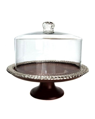 Tort qabı Hom-me Lignum, 28x22.5 sm, taxta/şüşə, Qəhvəyi/Şəffaf