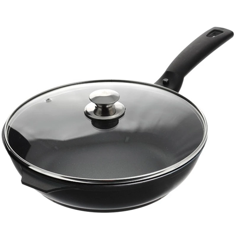 Сковородка Kukmara smt225a, с крышкой, алюминий, черная, 22 см Сковородка Kukmara smt225a, с крышкой, алюминий, черная, 22 см