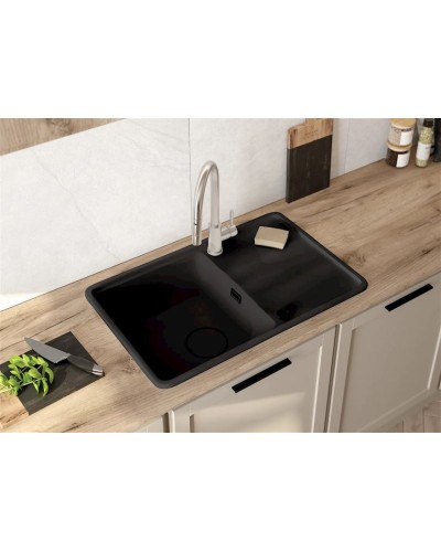 Mətbəx çanağı Deante Momi ZKMG113, qranit, qara, 50x78 sm