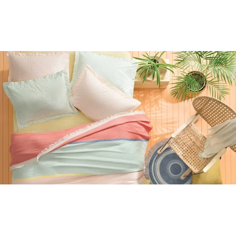 Комплект постельного белья Yataş Mattia, пике 200x230 см, простыня 160x200x36 см, наволочка 50x70 см (2 шт), двуспальный, хлопок, разноцветный Комплект постельного белья Yataş Mattia, пике 200x230 см, простыня 160x200x36 см, наволочка 50x70 см (2 шт), двуспальный, хлопок, разноцветный