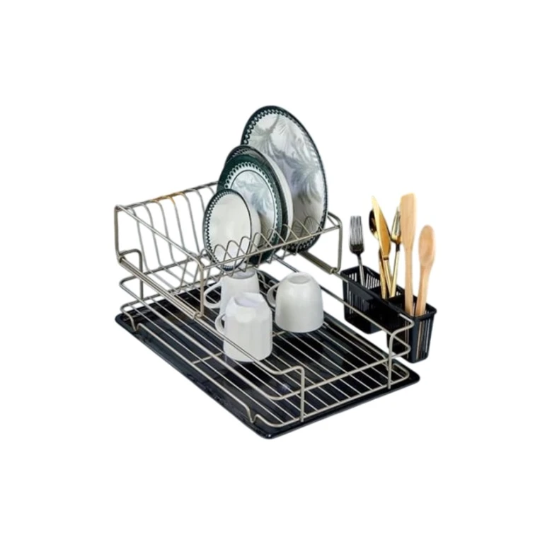 Подставка-органайзер для тарелок CKR_2986, металл, черная/серебристая