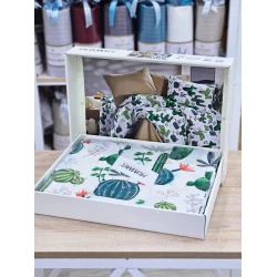 Комплект постельного белья Hummel SHA-00006251, пододеяльник 200х220 см, простыня 240х260 см, 2 шт наволочки 50х70 см, двуспальный, хлопок, разноцветный