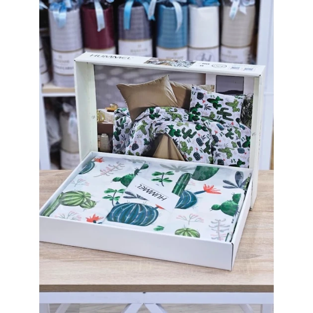 Комплект постельного белья Hummel SHA-00006251, пододеяльник 200х220 см, простыня 240х260 см, 2 шт наволочки 50х70 см, двуспальный, хлопок, разноцветный