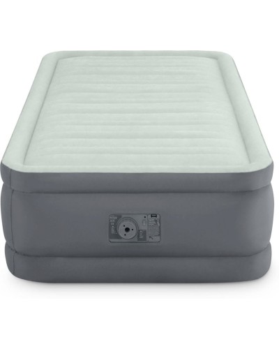 Təknəfərlik şişmə çarpayı Intex 64902 Twin PremAire quraşdırılmış nasos ilə 220V, boz, 99x191x46 sm