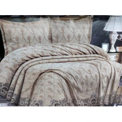 Комплект покрывала и наволочек MiraNova SF-366, двуспальное, покрывало 240х260 см, наволочки 50х70 см, бежевый Комплект покрывала и наволочек MiraNova SF-366, двуспальное, покрывало 240х260 см, наволочки 50х70 см, бежевый