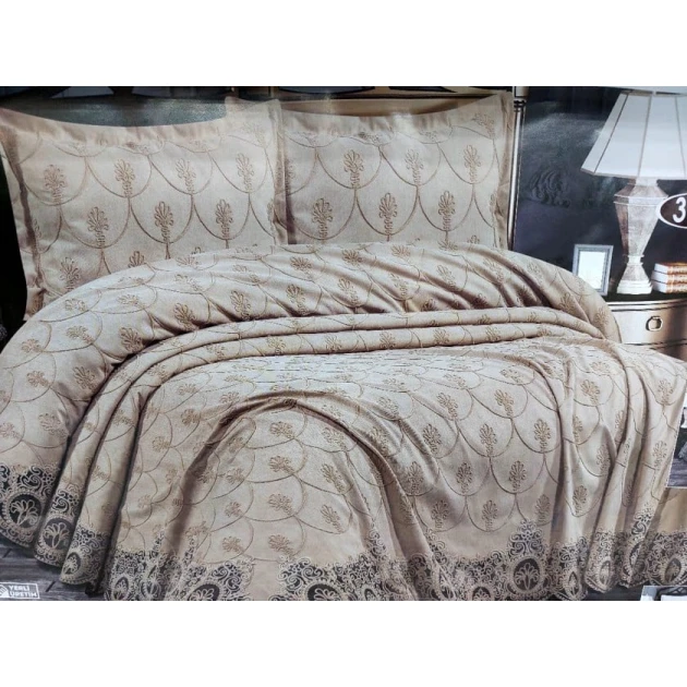 Комплект покрывала и наволочек MiraNova SF-366, двуспальное, покрывало 240х260 см, наволочки 50х70 см, бежевый Комплект покрывала и наволочек MiraNova SF-366, двуспальное, покрывало 240х260 см, наволочки 50х70 см, бежевый