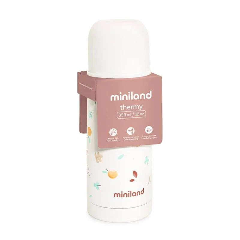Детский термос Miniland Valencia 89572, нержавеющая сталь, светло-розовый, 350 мл Детский термос Miniland Valencia 89572, нержавеющая сталь, светло-розовый, 350 мл