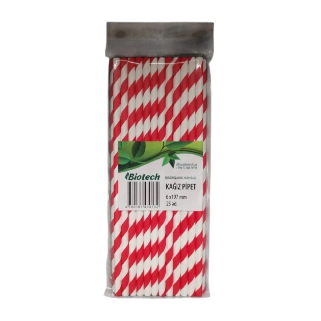Набор одноразовых бумажных трубочек Biotech, 6х197 мм, 25 шт