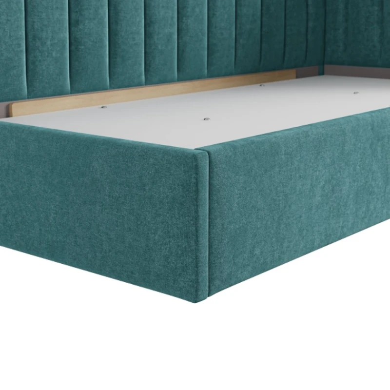 Tək nəfərlik çarpayı Art_tek_yataq (100) 20, laminat/parça, firuzəyi, 200x85x100 sm