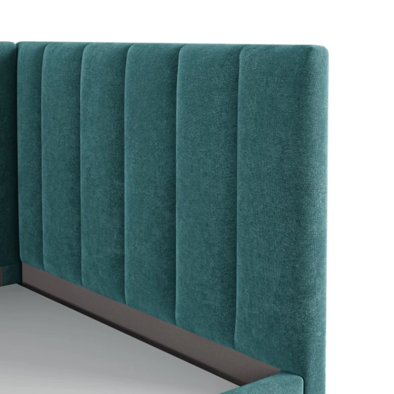 Tək nəfərlik çarpayı Art_tek_yataq (100) 20, laminat/parça, firuzəyi, 200x85x100 sm