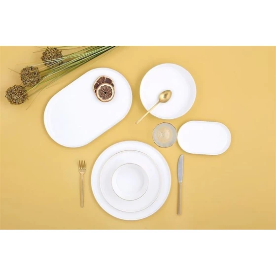 Сервиз обеденный Porland Chopin 04ALM006746, 27 предметов, на 6 персон, фарфор, золотистый/белый