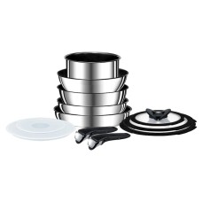 Qab-qacaq dəsti Tefal Ingenio Titanium Preference, 5 ədəd, tayqulp 22 sm, tavalar 26/28 sm, alüminium, qapaq ilə, gümüşü