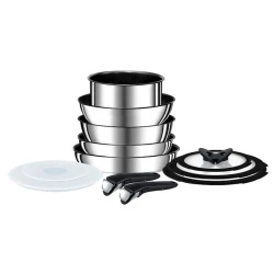 Набор посуды Tefal Ingenio Titanium Preference, 5 шт, ковш 22 см, сковородки 26/28 см, алюминий, с крышкой, серебристый