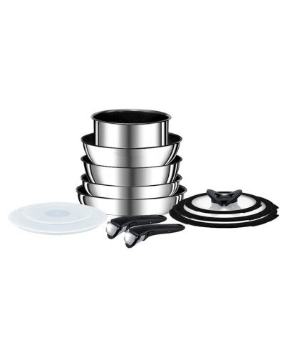 Qab-qacaq dəsti Tefal Ingenio Titanium Preference, 5 ədəd, tayqulp 22 sm, tavalar 26/28 sm, alüminium, qapaq ilə, gümüşü