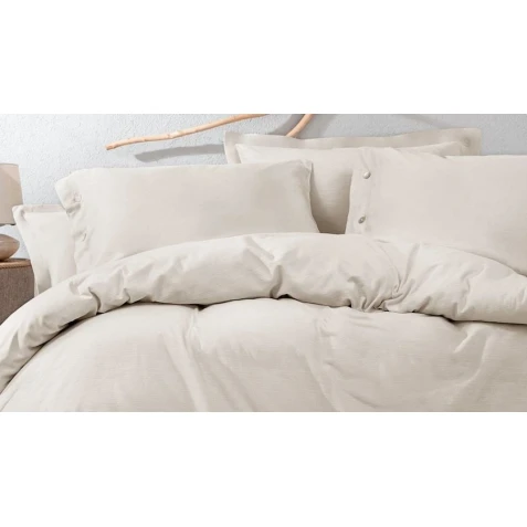 Комплект постельного белья Yataş Annie, пододеяльник 200х220 см, простыня 240х260 см, наволочка 50х70 см (2 шт), двуспальный, хлопок/лен, бежевый