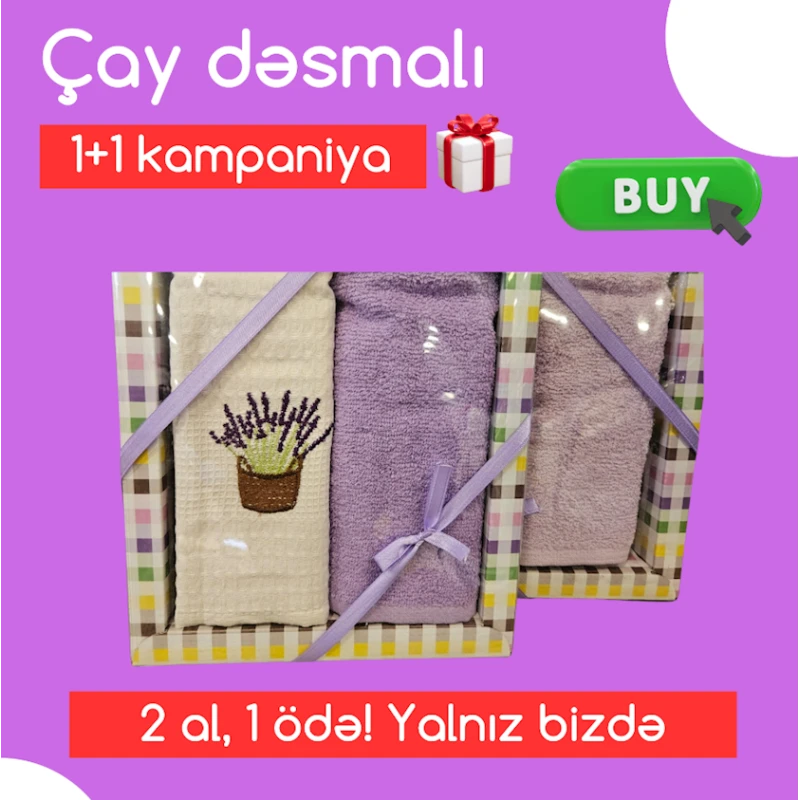 Dəsmal dəsti MiraNova 0073, 40x60 sm, pambıq, rəngbərəng, 2 əd (1+1 hədiyyə)