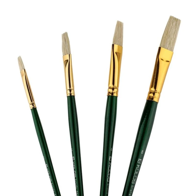 Fırça dəsti Kolos 7066, №2, 4, 6, 8, yastı, tük, 4 ədəd