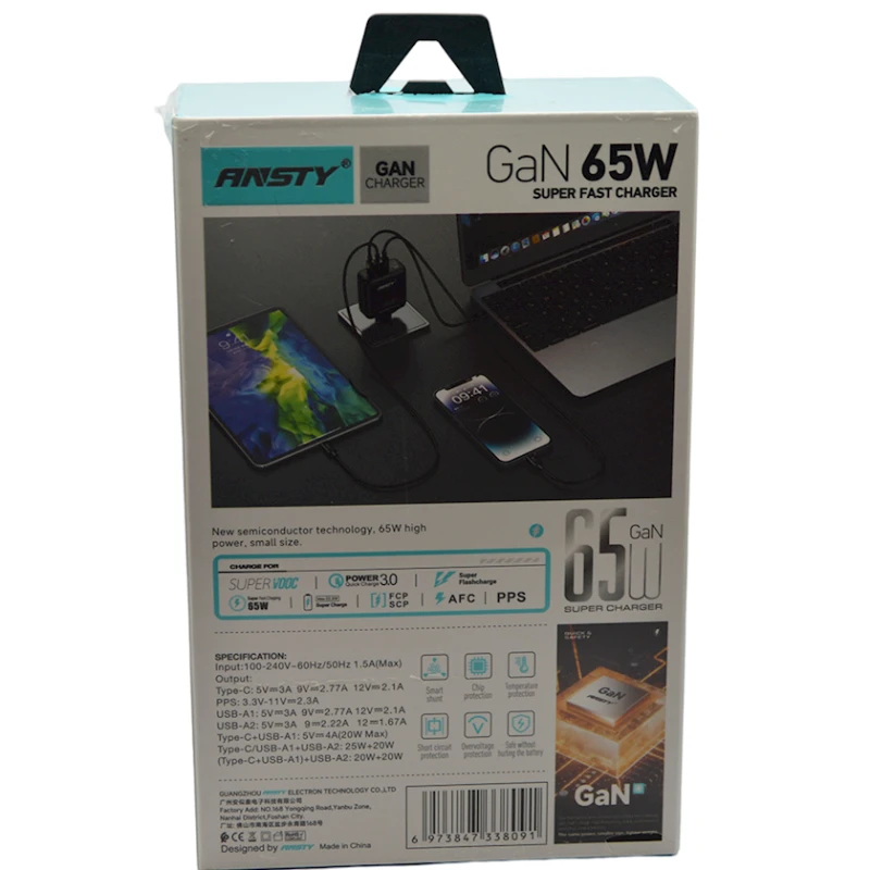 Сетевое зарядное устройство Ansty GN-02-PT, Черный Сетевое зарядное устройство Ansty GN-02-PT, Черный