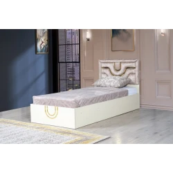 Односпальная кровать Woodpecker Rio, ламинат, кремовая, 95x100x205 см