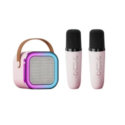 Портативная колонка Boombox K12 Pink, с 2 микрофонами Портативная колонка Boombox K12 Pink, с 2 микрофонами