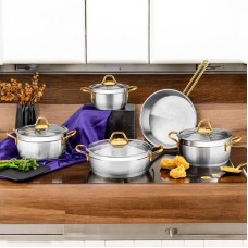 Qazan dəsti Luxe Pot, yüksək istilik tutumlu, müxtəlif plitələr üçün uyğun, bərabər qızdırma, uzunömürlü, funksional - LX-MX138