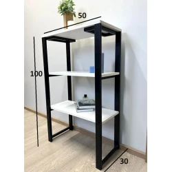 Stellaj 3563_LoftVolt50White, 50x30x100 sm, LDSP, ağ