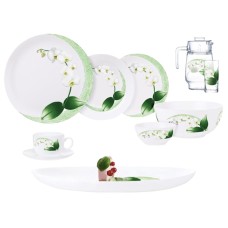 Süfrə qab-qacaq dəsti Porcelaire SF-222, ağ/yaşıl, 46 parça