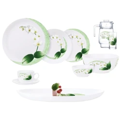 Süfrə qab-qacaq dəsti Porcelaire SF-222, ağ/yaşıl, 46 parça