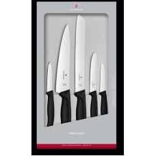 Bıçaq dəsti Victorinox Swiss Classic, paslanmayan polad, qara/gümüşü, 5 əd