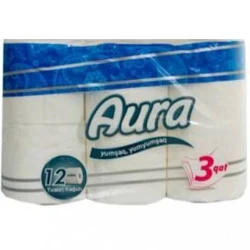 Туалетная бумага Aura, 3-х слойная 12 рулонов