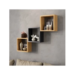 Полка настенная Art Mebel 83, ламинат, 66х96х18 см, коричневая/серая Полка настенная Art Mebel 83, ламинат, 66х96х18 см, коричневая/серая