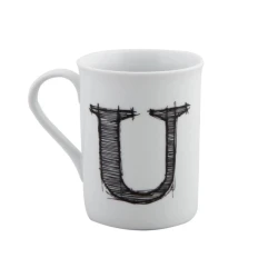 Кружка Porland Letter U 04AP016131, белая, 285 мл