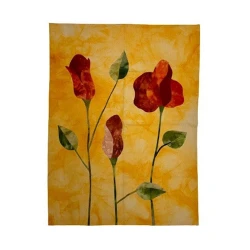 Килим ручного производства Natural halı nth_kl001, 149x200 см, шерсть, с тюльпанами, желтый