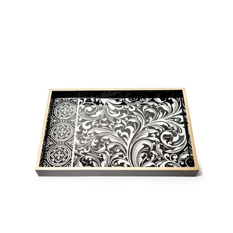 Поднос Hom-me, 45x31x4 см, дерево, белый/черный Поднос Hom-me, 45x31x4 см, дерево, белый/черный