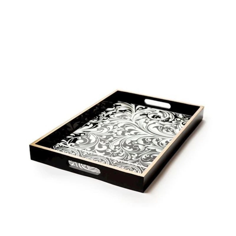 Поднос Hom-me, 45x31x4 см, дерево, белый/черный Поднос Hom-me, 45x31x4 см, дерево, белый/черный