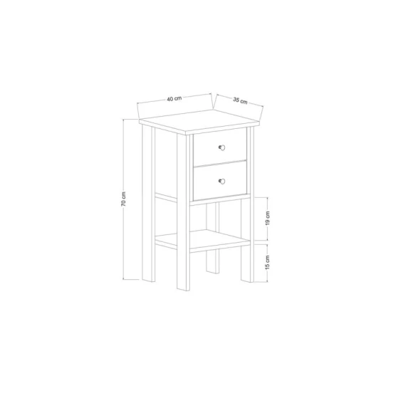 Тумба прикроватная Ev Plus Luvia, ЛДСП, белая, 70х40х35 см