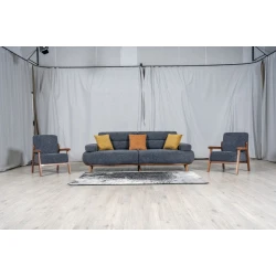 Комплект мягкой мебели Woodpecker Tesla, темно-серый, 3 предмета Комплект мягкой мебели Woodpecker Tesla, темно-серый, 3 предмета