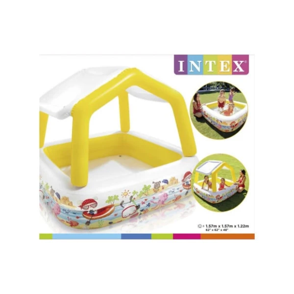 Детский надувной квадратный игровой центр-бассейн Intex 57470