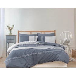 Комплект постельного белья MiraNova Luxury CTS-257, пододеяльник 160x220 см, простыня 180x240 см, 1 шт. наволочка 50x70 см, односпальный, хлопок, синий