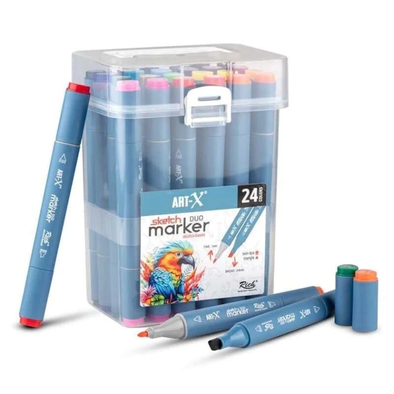 İkitərəfli marker dəsti Rich Art-X Sketch, 24 rəng